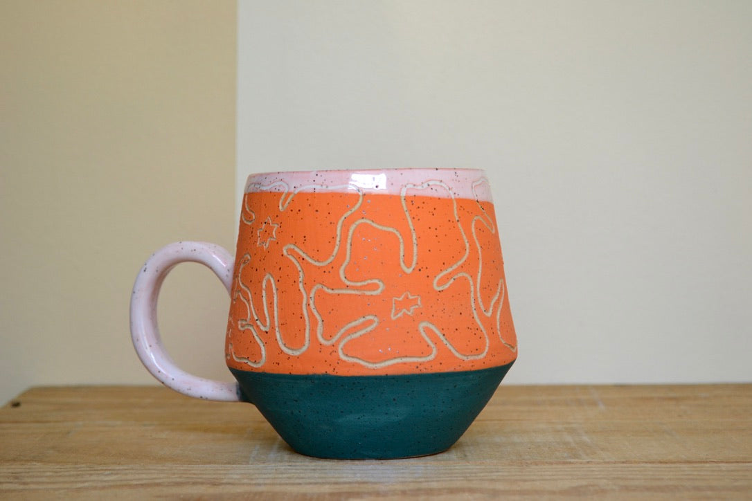 08. Freehand Florals Mug ~ Orange Lava Lamp