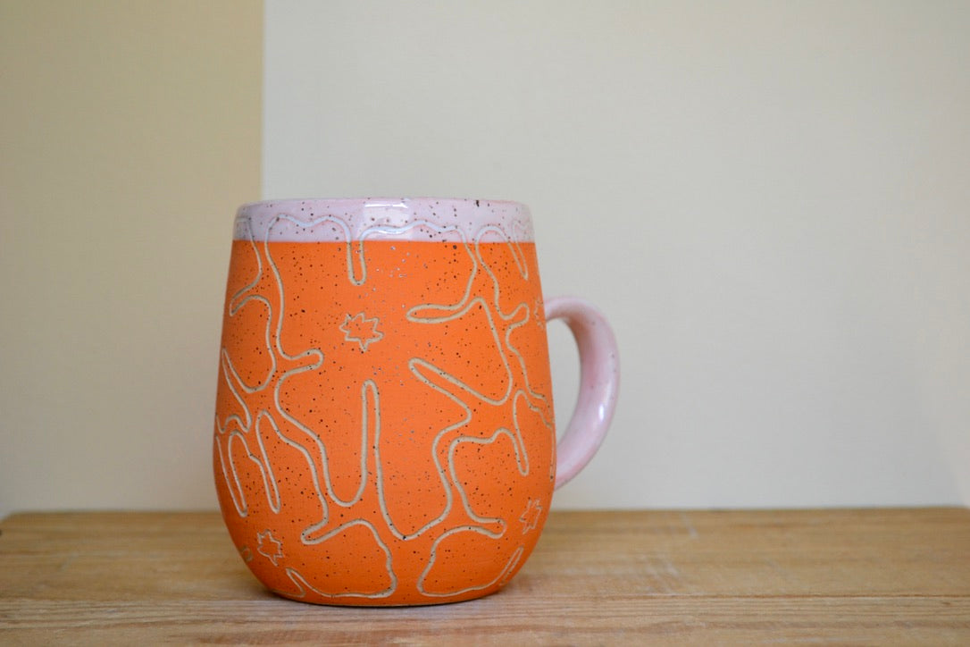 06. Freehand Florals Mug ~ Orange Large