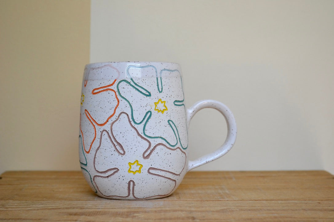 15. Freehand Florals Mug ~ Colourful Large